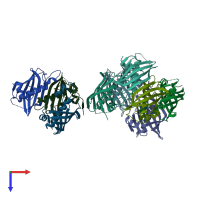 PDB entry 4h4g coloured by chain, top view.