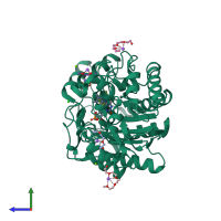 PDB entry 4h4i coloured by chain, side view.