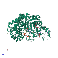 PDB entry 4h4i coloured by chain, top view.