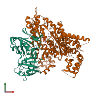 PDB entry 4h4k coloured by chain, front view.