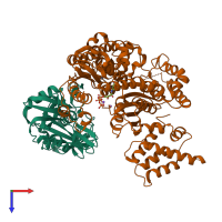 PDB entry 4h4k coloured by chain, top view.