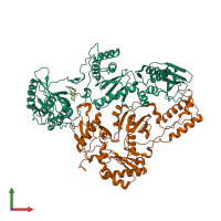 PDB entry 4h4o coloured by chain, front view.