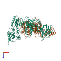 PDB entry 4h4o coloured by chain, top view.