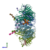 PDB entry 4h53 coloured by chain, side view.
