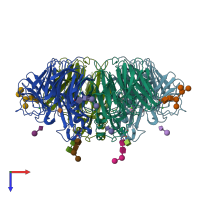 PDB entry 4h53 coloured by chain, top view.