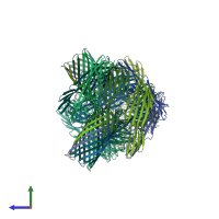 PDB entry 4h56 coloured by chain, side view.