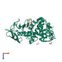 PDB entry 4h57 coloured by chain, top view.