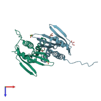 PDB entry 4h5b coloured by chain, top view.