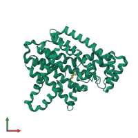 PDB entry 4h5d coloured by chain, front view.