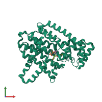 PDB entry 4h5e coloured by chain, front view.