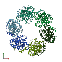 PDB entry 4h5l coloured by chain, front view.