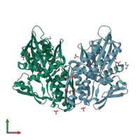 PDB entry 4h5n coloured by chain, front view.