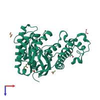 PDB entry 4h6e coloured by chain, top view.