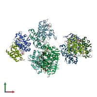 PDB entry 4h6p coloured by chain, front view.