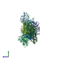 PDB entry 4h6p coloured by chain, side view.