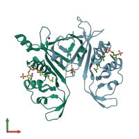 PDB entry 4h6u coloured by chain, front view.