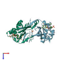 PDB entry 4h6u coloured by chain, top view.