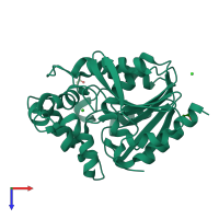 PDB entry 4h7e coloured by chain, top view.