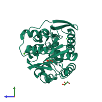 PDB entry 4h7f coloured by chain, side view.