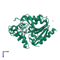 PDB entry 4h7f coloured by chain, top view.