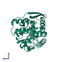 PDB entry 4h7h coloured by chain, side view.