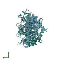 PDB entry 4h7p coloured by chain, side view.