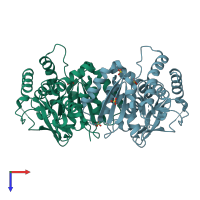 PDB entry 4h7p coloured by chain, top view.