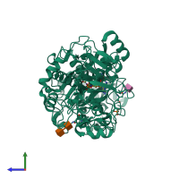 PDB entry 4h7u coloured by chain, side view.