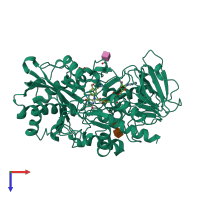 PDB entry 4h7u coloured by chain, top view.