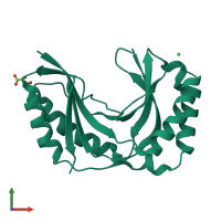 PDB entry 4h7w coloured by chain, front view.