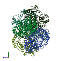 PDB entry 4h83 coloured by chain, side view.