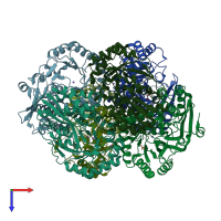 PDB entry 4h83 coloured by chain, top view.