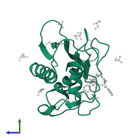 Macrophage metalloelastase in PDB entry 4h84, assembly 1, side view.