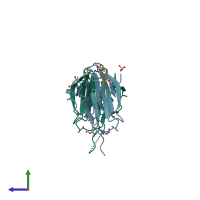 PDB entry 4h87 coloured by chain, side view.