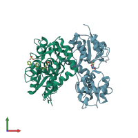 PDB entry 4h8i coloured by chain, front view.