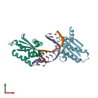 PDB entry 4h8k coloured by chain, front view.