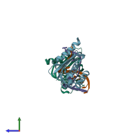 PDB entry 4h8k coloured by chain, side view.