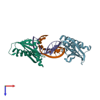 PDB entry 4h8k coloured by chain, top view.