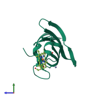 PDB entry 4h8p coloured by chain, side view.