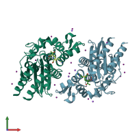 PDB entry 4h8r coloured by chain, front view.