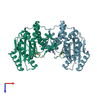 PDB entry 4h8r coloured by chain, top view.