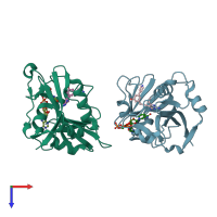 PDB entry 4h95 coloured by chain, top view.