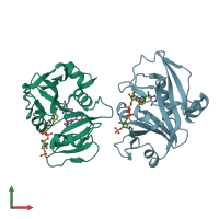 PDB entry 4h96 coloured by chain, front view.