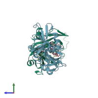 PDB entry 4h96 coloured by chain, side view.