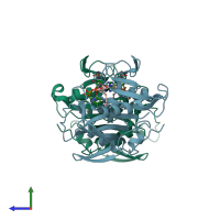 PDB entry 4h98 coloured by chain, side view.