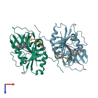 PDB entry 4h98 coloured by chain, top view.