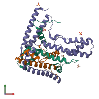 PDB entry 4h9p coloured by chain, front view.