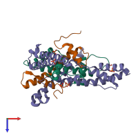 PDB entry 4h9r coloured by chain, top view.