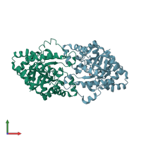 PDB entry 4h9u coloured by chain, front view.