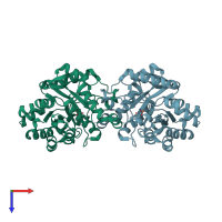 PDB entry 4h9v coloured by chain, top view.